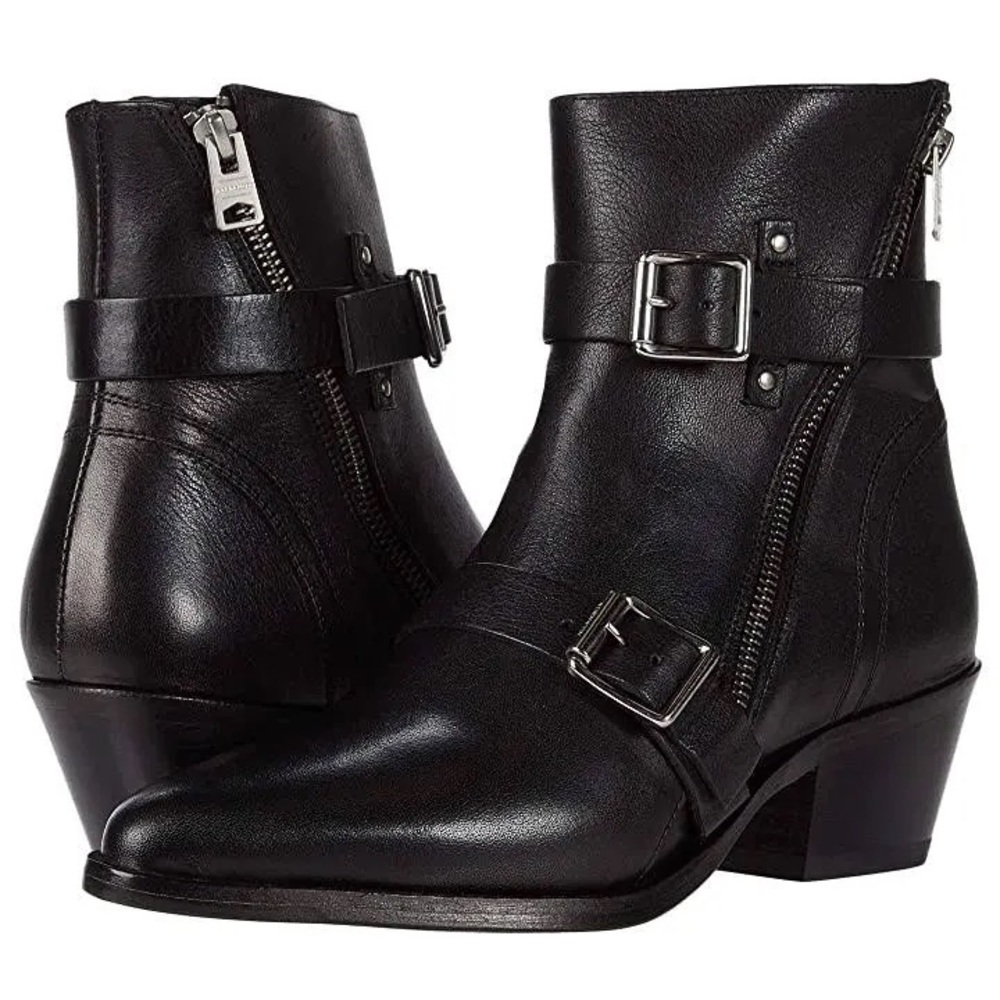 AllSaints Lior Black Leather Boots Size 10